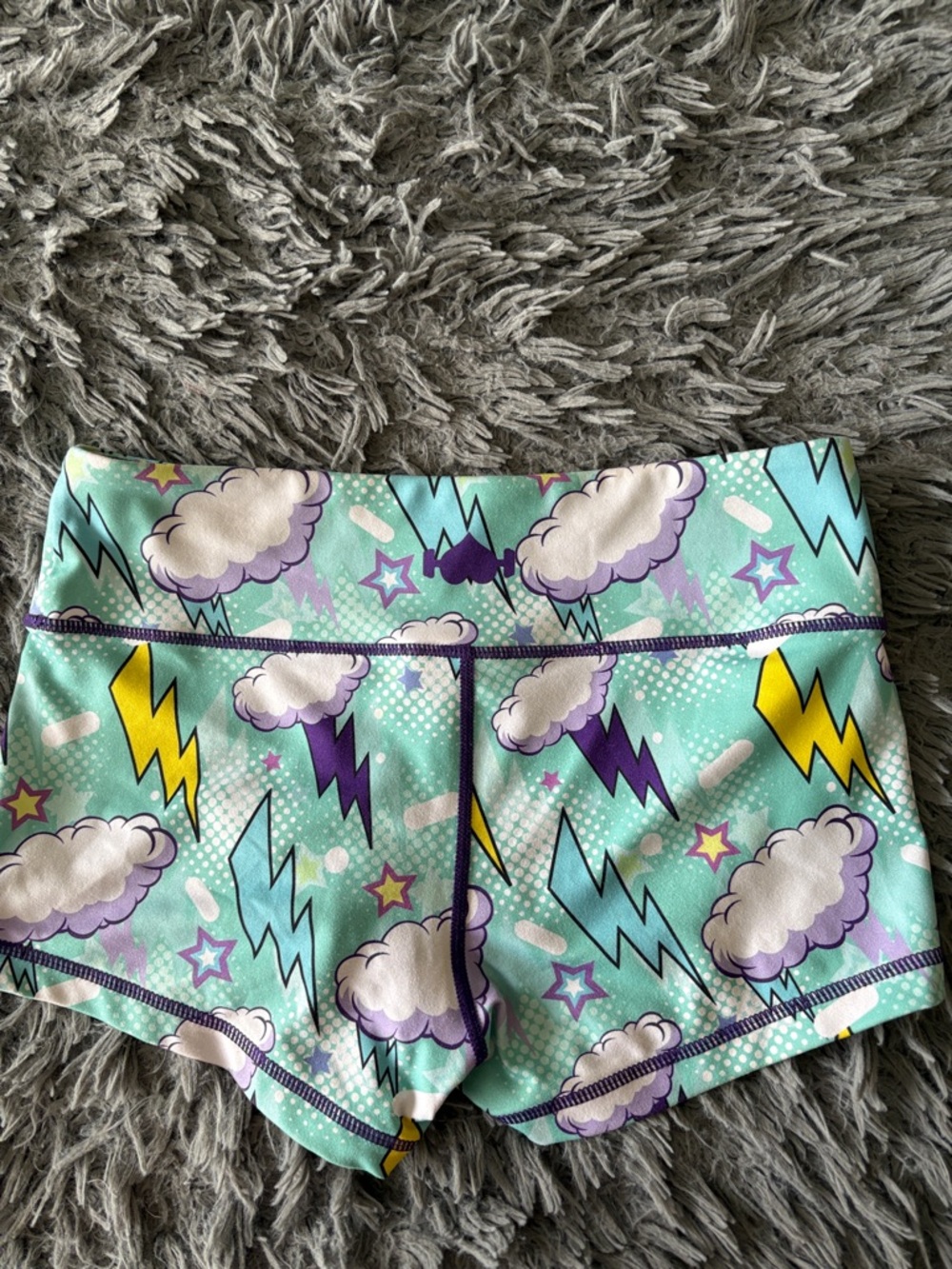 Wodbottom Aqua Cloud & Lightning Athletic Shorts - Picture 3 of 5